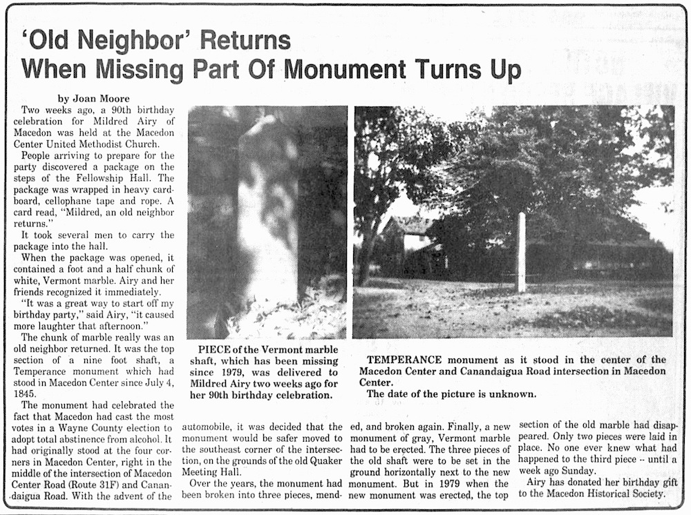 This article mentions both car accidents involving the monument. Date unknown.