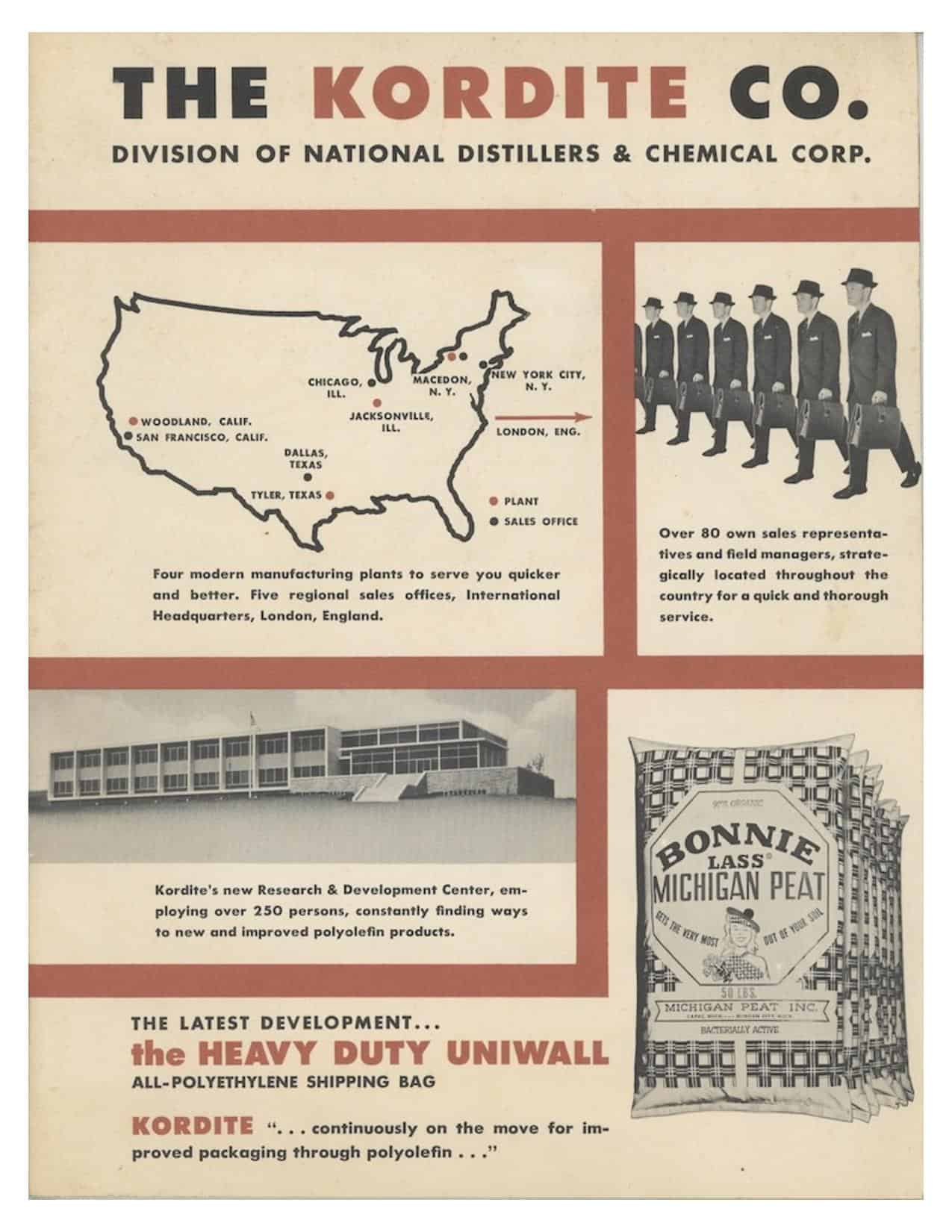 A brochure from the time period when Kordite was owned by National Distillers