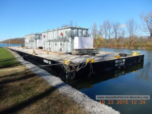 The transformers on the barge after their arrival at Lock 30.